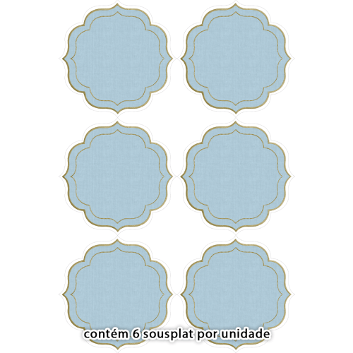 Kit Sarja Estampada Impermeável Sousplat Liso Azul 9100E16572