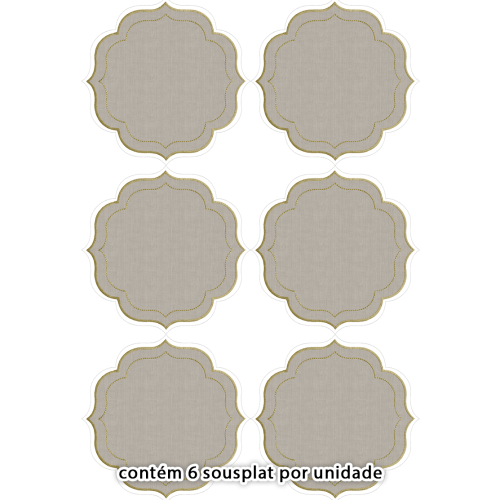 Kit Sarja Estampada Impermeável Sousplat Liso Cinza 9100E16571