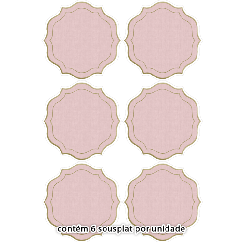Kit Sarja Estampada Impermeável Sousplat Liso Rosa 9100E16566