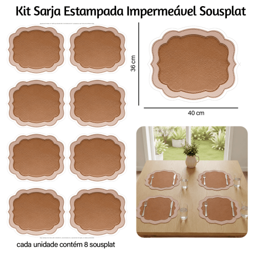 Kit Sarja Estampada Impermeável Sousplat Ondulado Craquelado 9100E16544