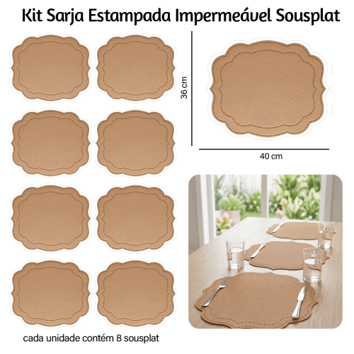 Kit Sarja Estampada Impermeável Sousplat Ondulado Craquelado 9100E16547