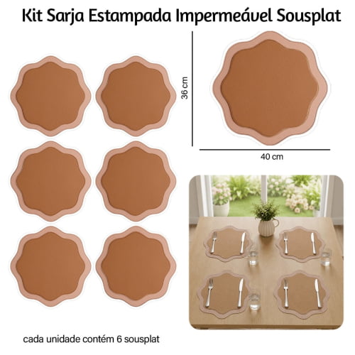 Kit Sarja Estampada Impermeável Sousplat Ondulado Craquelado 9100E16554