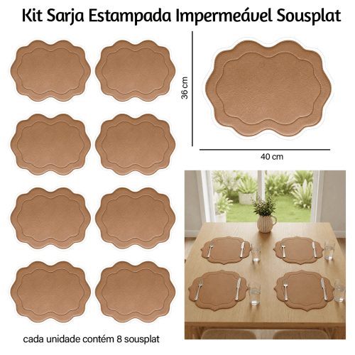 Kit Sarja Estampada Impermeável Sousplat Ondulado Craquelado 9100E16568