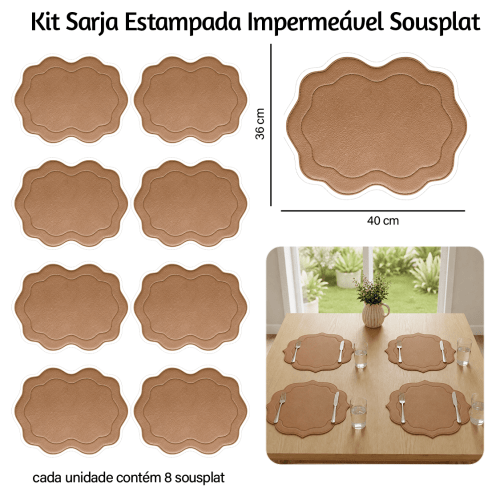 Kit Sarja Estampada Impermeável Sousplat Ondulado Craquelado 9100E16568