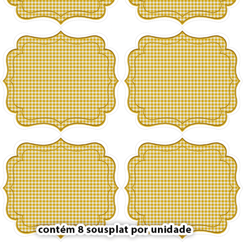 Kit Sarja Estampada Impermeável Sousplat Xadrez Amarelo 9100E16546