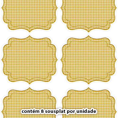 Kit Sarja Estampada Impermeável Sousplat Xadrez Amarelo 9100E16546