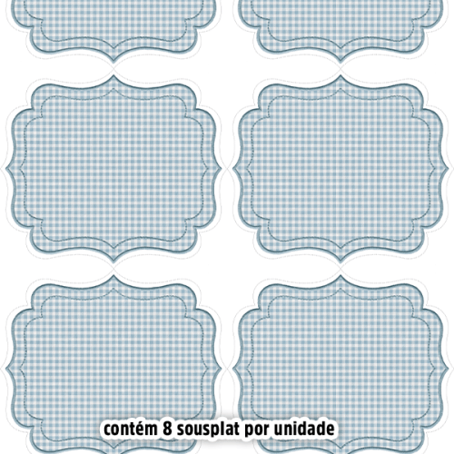 Kit Sarja Estampada Impermeável Sousplat Xadrez Azul Bebê 9100E16549
