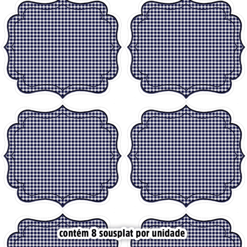 Kit Sarja Estampada Impermeável Sousplat Xadrez Azul Marinho 9100E16551