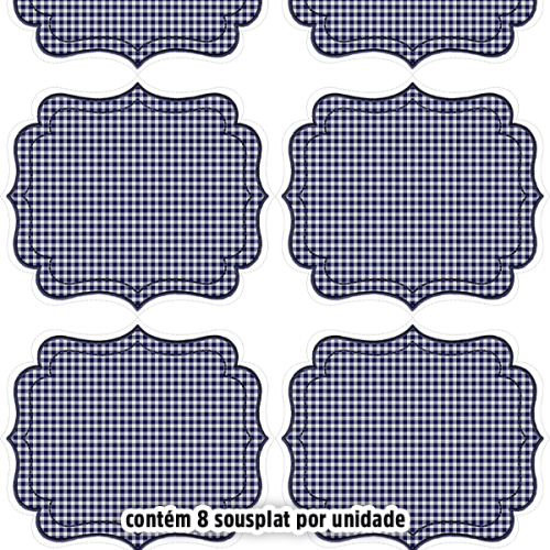 Kit Sarja Estampada Impermeável Sousplat Xadrez Azul Marinho 9100E16551