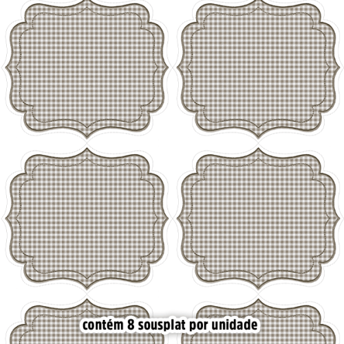 Kit Sarja Estampada Impermeável Sousplat Xadrez Cinza 9100E16553