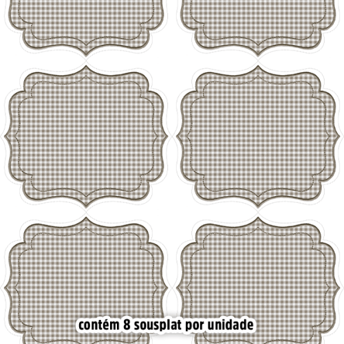 Kit Sarja Estampada Impermeável Sousplat Xadrez Cinza 9100E16553