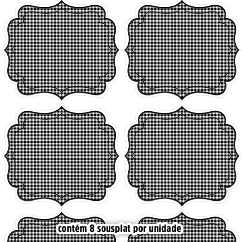 Kit Sarja Estampada Impermeável Sousplat Xadrez Preto 9100E16555