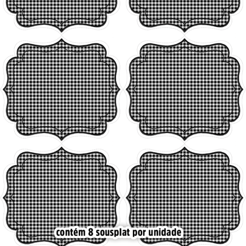 Kit Sarja Estampada Impermeável Sousplat Xadrez Preto 9100E16555
