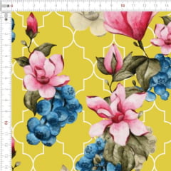 Sarja Estampada Impermeável Floral Fundo Geométrico 9100e5442