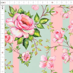 Sarja Estampada Impermeável Rosas Listrado Elegante Fundo Rosa   9100e5606