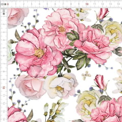 Sarja Estampada Impermeável Floral Rosa Aquarelado 9100e5593