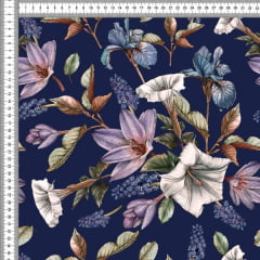 Sarja Estampada Impermeável Floral Vintage Azul 9100e5609