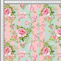 Sarja Estampada Impermeável Rosas Listrado Elegante Fundo Rosa   9100e5606