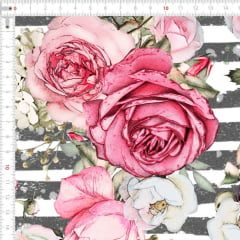 Sarja Estampada Impermeável Roseira Listrada Rosa 9100e4907