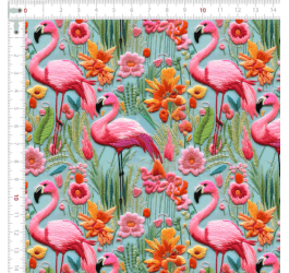 Sarja Impermeável Estampada 3D Flamingos Floral 9100e10627