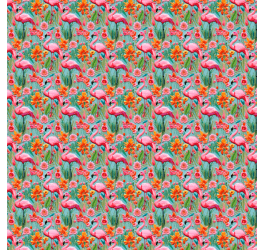 Sarja Impermeável Estampada 3D Flamingos Floral 9100e10627