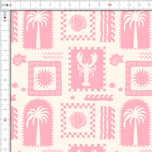 Sarja Impermeável Estampada Azulejo Tropical Rosa 9100E16182