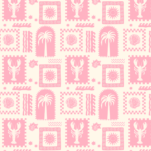 Sarja Impermeável Estampada Lagosta Tropical Rosa 9100E16182