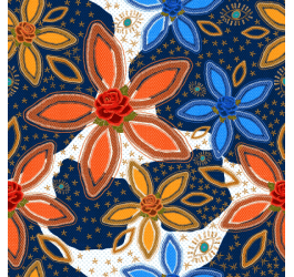 Sarja Impermeável Estampada  Bordado Flores e Estrelas 9100e14513