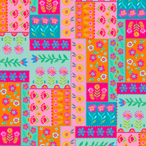 Sarja Impermeável Estampada Colcha de Retalhos Floral 9100E16403
