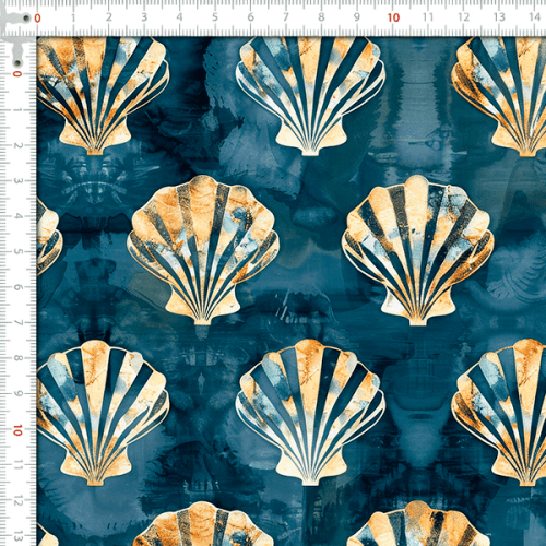 Sarja Impermeável Estampada Conchas Marinhas 9100e16132