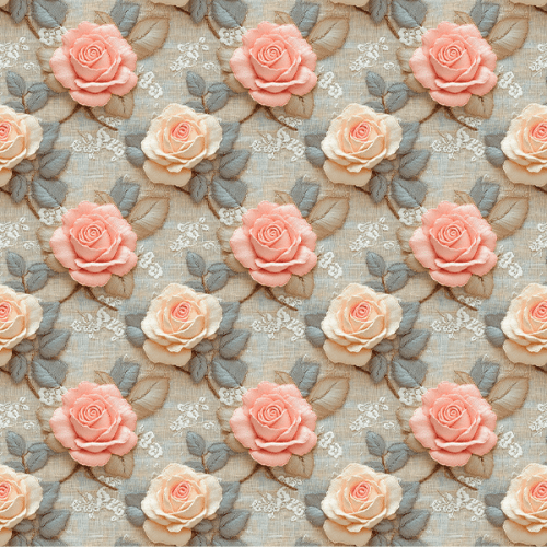 Sarja Impermeável Estampada Efeito 3D Botões de Rosas Vintage 9100e15933