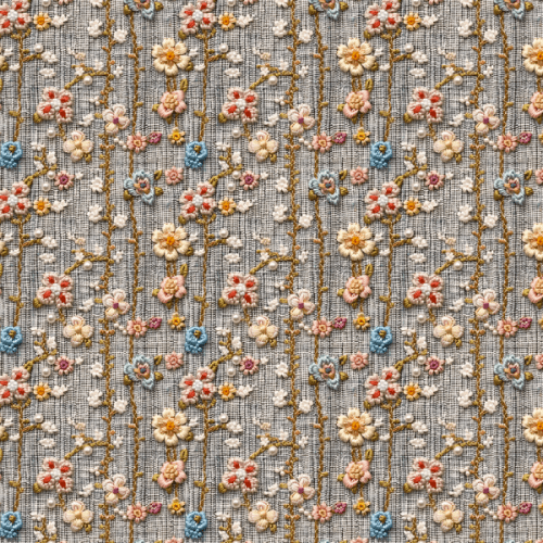 Sarja Impermeável Estampada Efeito 3D Flores Bordadas 9100e15236