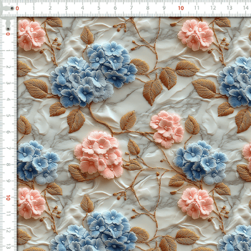 Sarja Impermeável Estampada Efeito 3D Hortênsias Elegantes 9100e15931