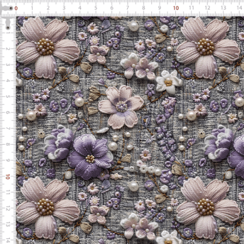 Sarja Impermeável Estampada Efeito 3D Poema Floral Bordado 9100e15244