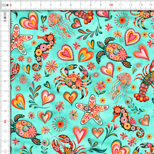 Sarja Impermeável Estampada Elementos Marinhos 9100E15944