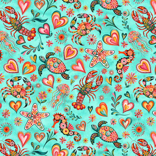 Sarja Impermeável Estampada Elementos Marinhos 9100E15944