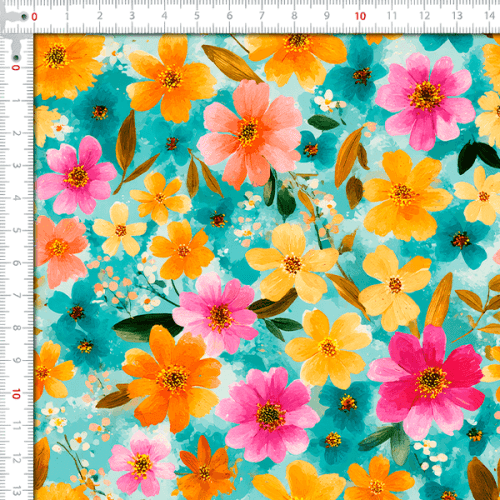 Sarja Impermeável Estampada Floral Alegre 9100e16138