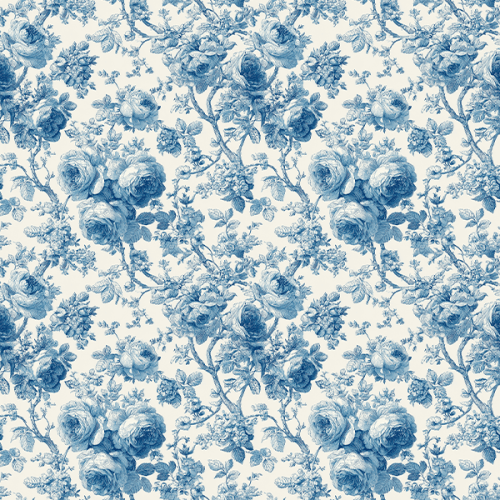 Sarja Impermeável Estampada Floral Azul Vintage 9100E16142