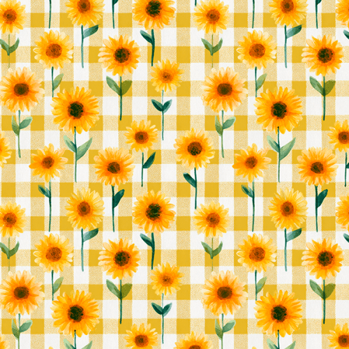 Sarja Impermeável Estampada Girassóis Fundo Xadrez 9100e16134