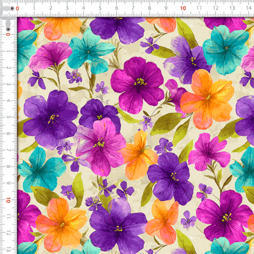 Sarja Impermeável Estampada Jardim Floral Colorido 9100e16140