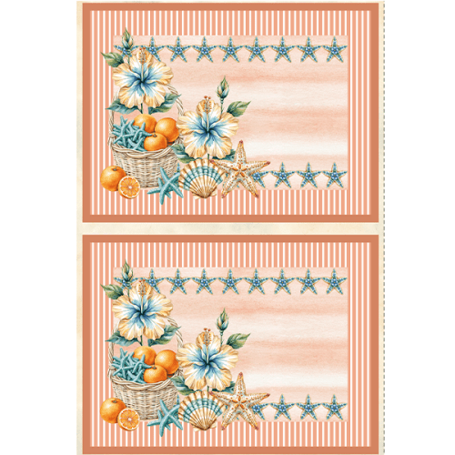 Sarja Impermeável Estampada Jogo Americano Conchas Artesanato 9100E15947