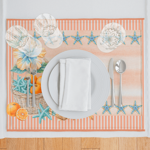 Sarja Impermeável Estampada Jogo Americano Conchas Artesanato 9100E15947