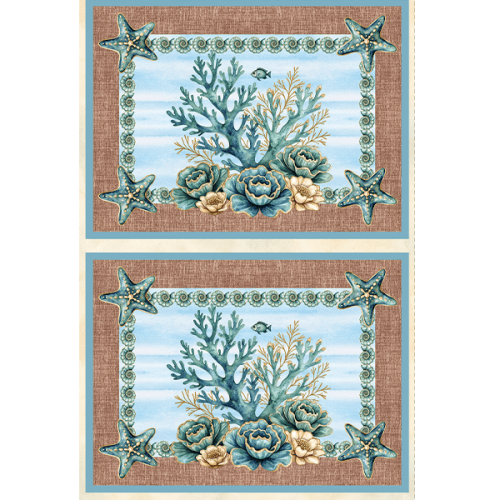 Sarja Impermeável Estampada Jogo Americano Coral Estrela do Mar 9100E15948