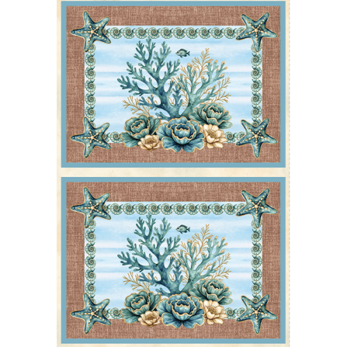 Sarja Impermeável Estampada Jogo Americano Coral Estrela do Mar 9100E15948