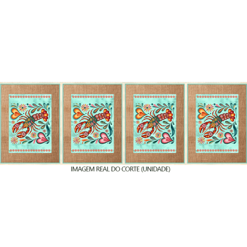 Sarja Impermeável Estampada Jogo Americano Lagosta Floral Fundo Claro 9100E15946