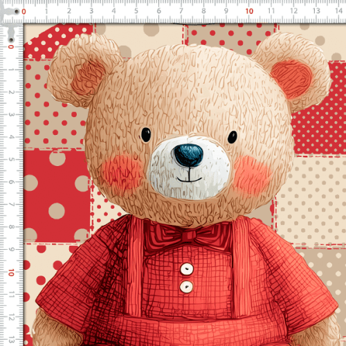 Sarja Impermeável Estampada Kit Painel Jogo Americano + Babador + Almofada Ursinho Infantil 9100E16121