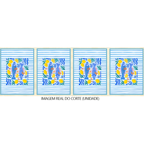 Sarja Impermeável Estampada Jogo Americano Peixe Azul Limão 9100E15945
