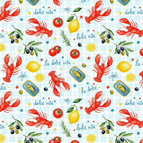 Sarja Impermeável Estampada Lagosta Cozinha Italiana 9100E16144