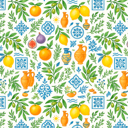 Sarja Impermeável Estampada Limão Laranja Floral 9100E16146