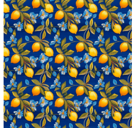 Sarja Impermeável Estampada Limões Siciliano Fundo Azul 9100e11954